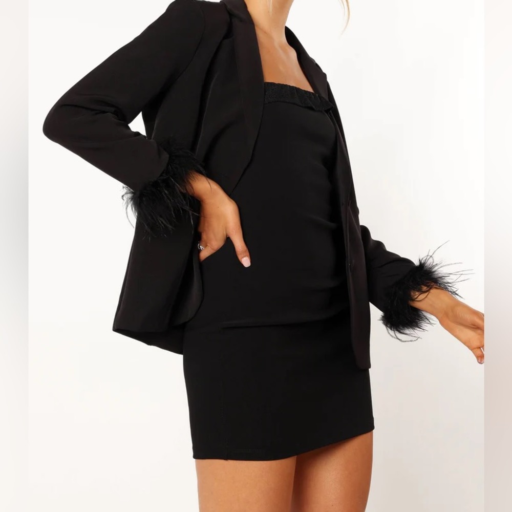 NWOT Rosemary Faux Feather Sleeve Blazer